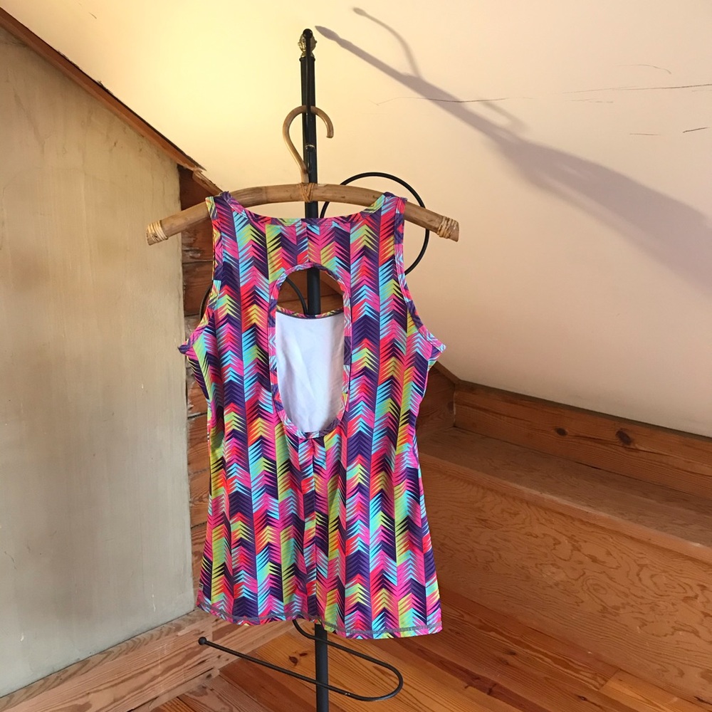 Fabletics Multi-Color Chevron Open Back Tank Top,… - image 2